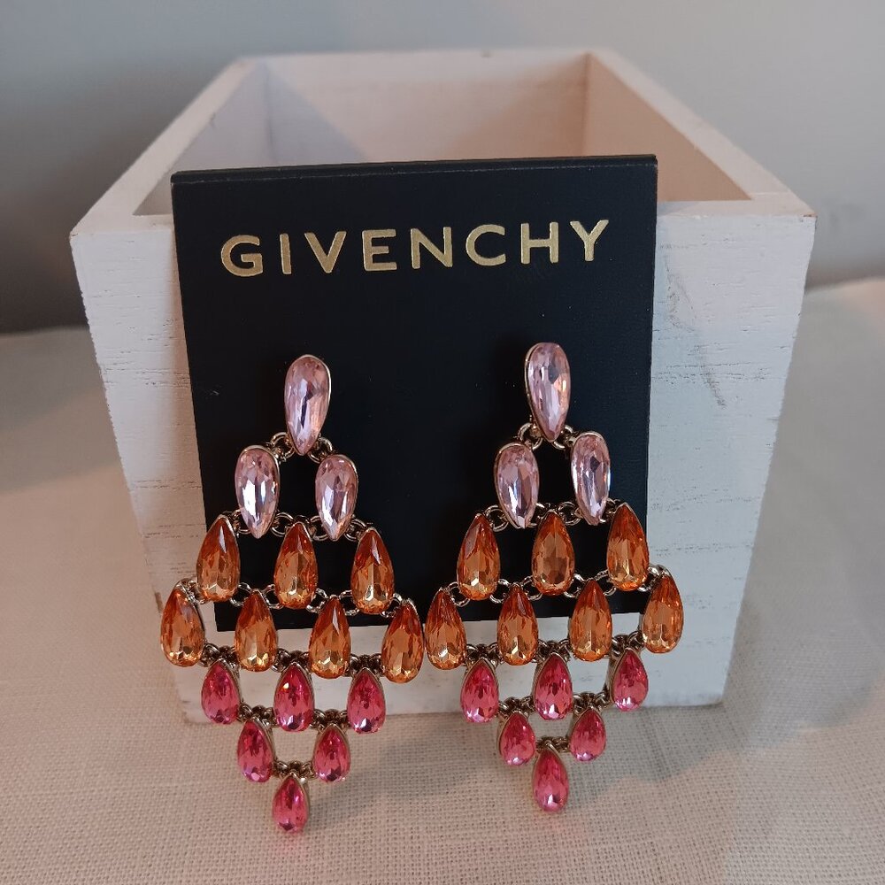 Givenchy 3 in Tri-Colored Drop Pink Gem Earring